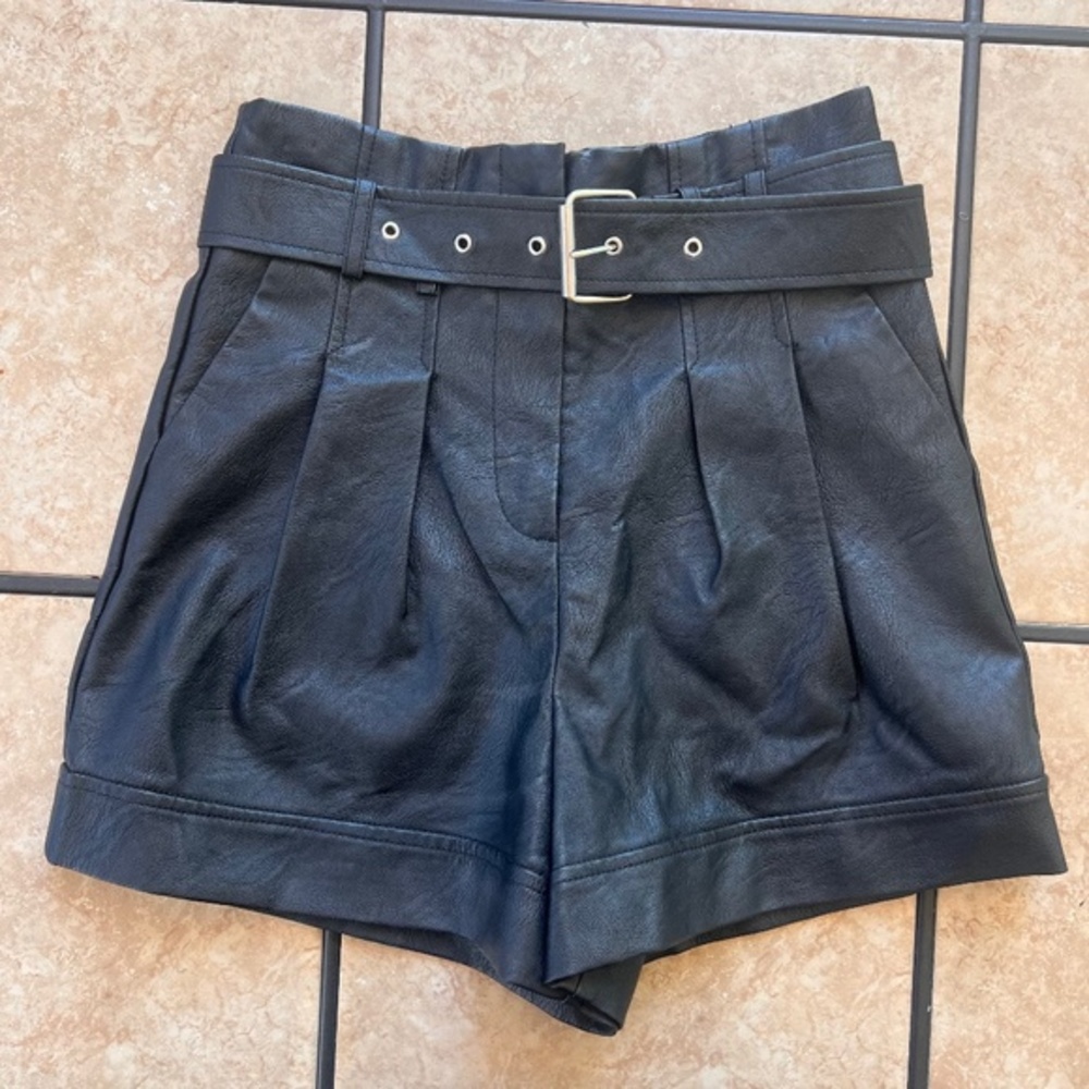 Topshop faux leather shorts